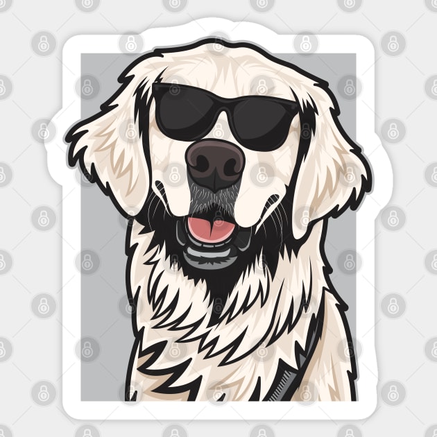 Smiling Cream Golden Retriever Wearing Glasses Sticker by Dogiviate